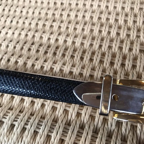 Womens L Black Belt Reptile Silver Gold Buckle main image 6